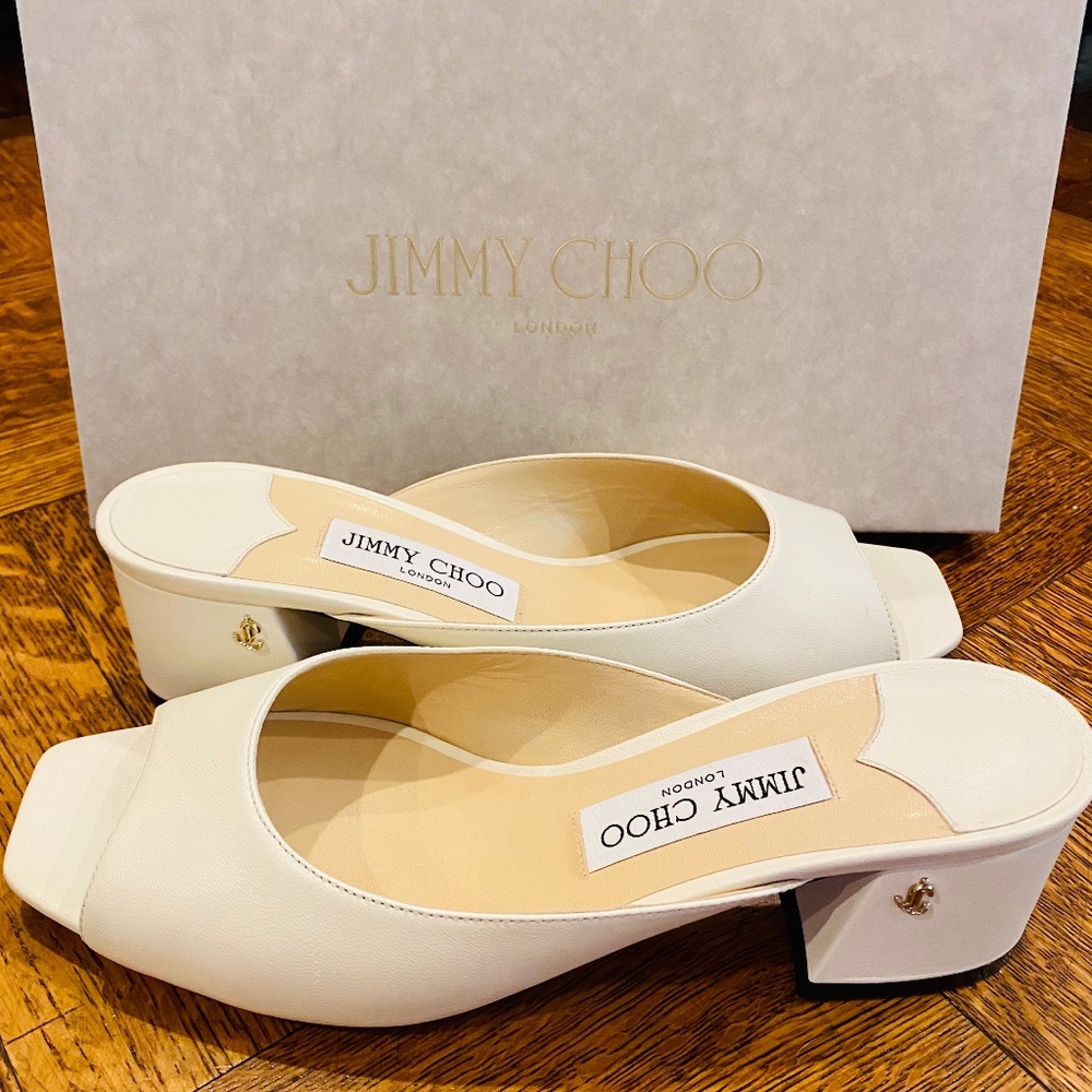 Jimmy Choo leather block heel mules